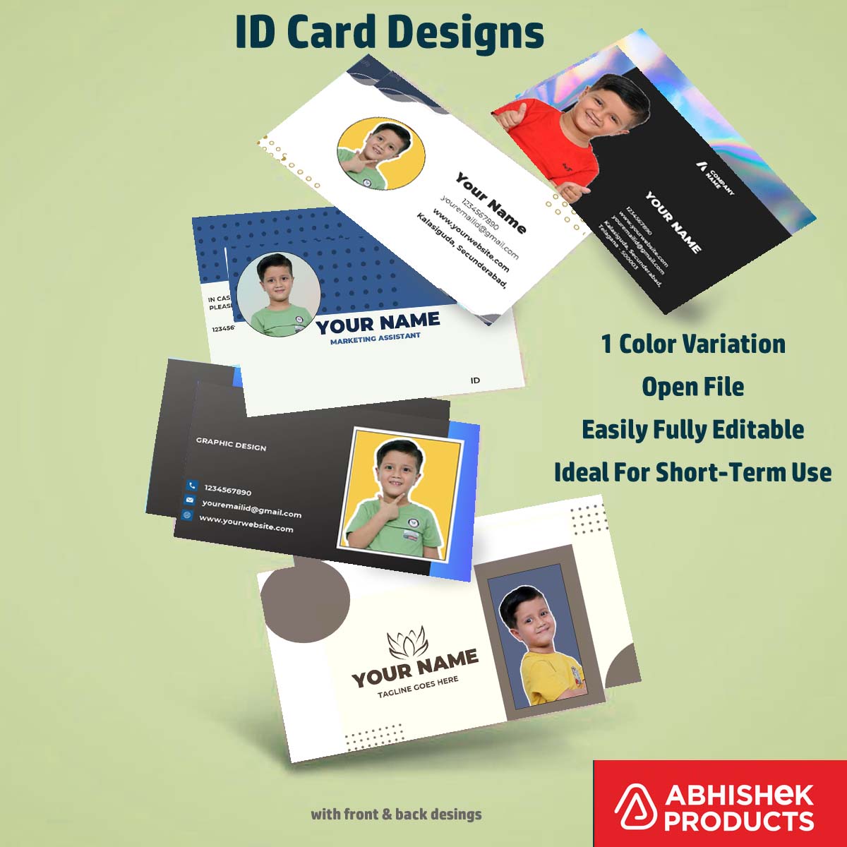Flat digital layout of CorelDraw 11 ID Card Templates for creating bulk office access passes.