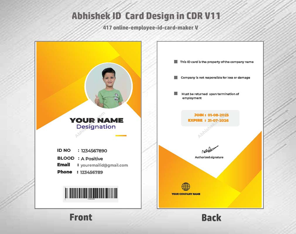 CorelDraw 11 ID Card Templates for independent repair technicians and authorized service provider IDs.