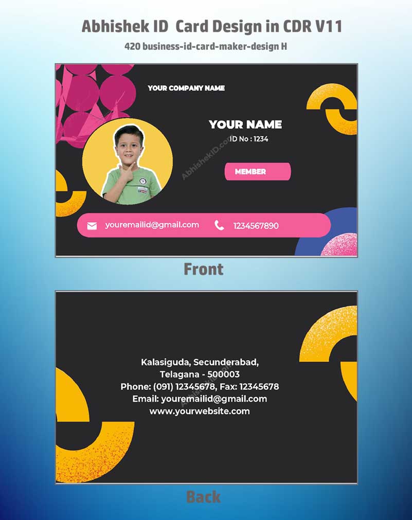 CorelDraw 11 ID Card Templates for interior design contractors and project site authorized passes.