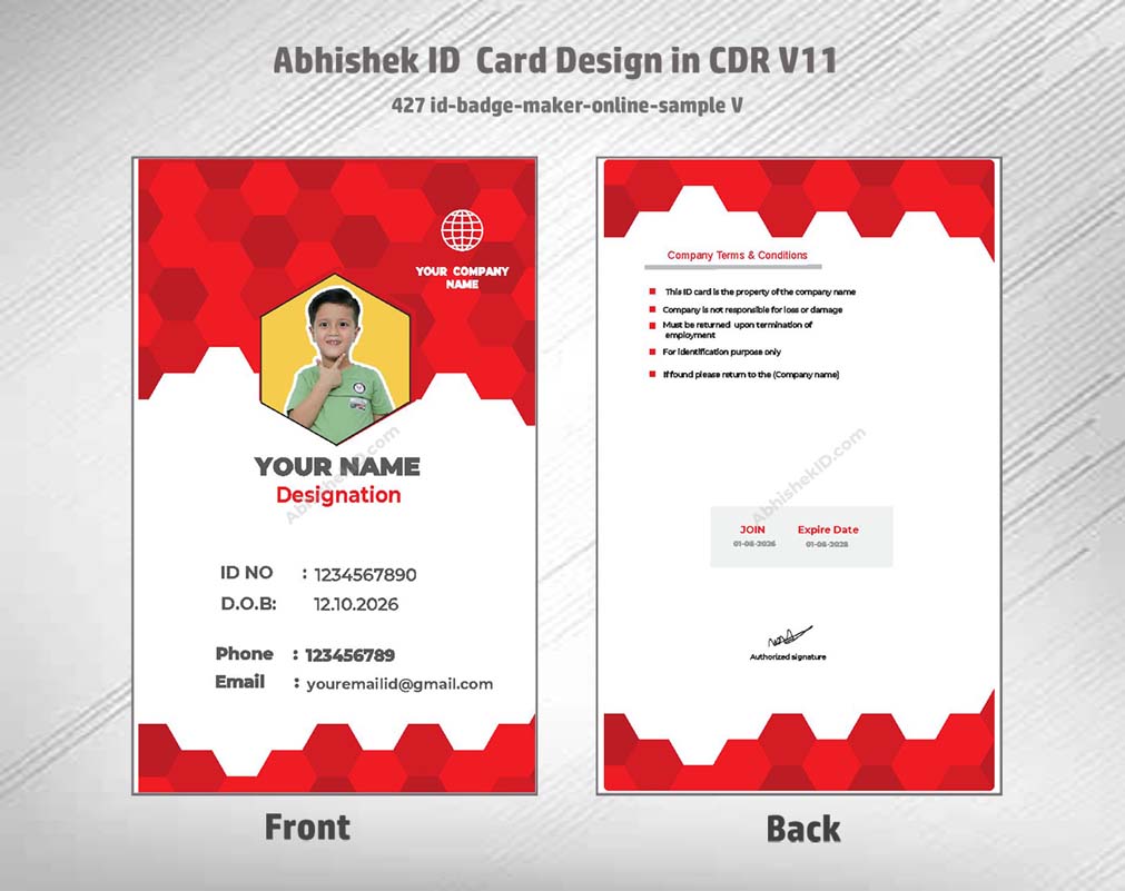 CorelDraw 11 ID Card Templates for research lab scientists and restricted biosecurity facility access.