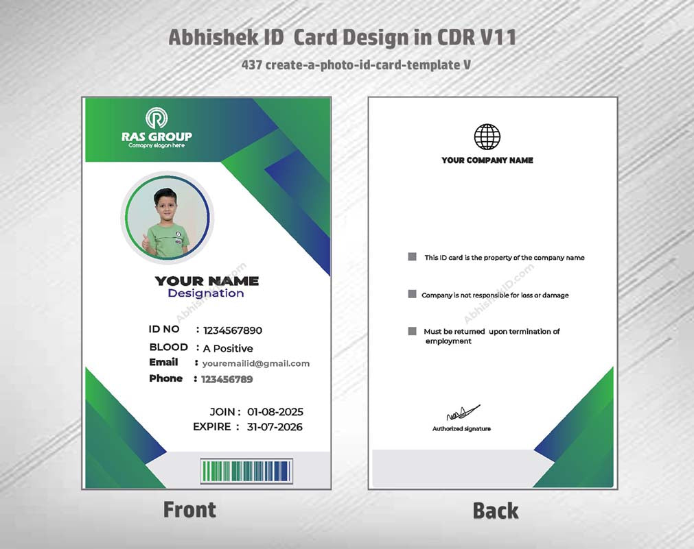 CorelDraw 11 ID Card Templates for manufacturing supervisors and production floor secure passes.