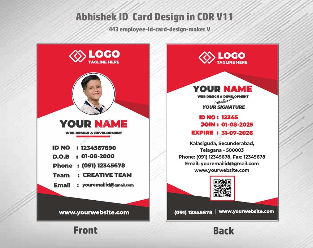 CorelDraw 11 ID Card Templates for software developer access and tech campus identity cards.