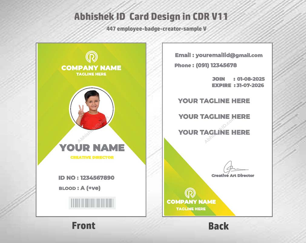 CorelDraw 11 ID Card Templates for utility worker badges and field service personnel identification.
