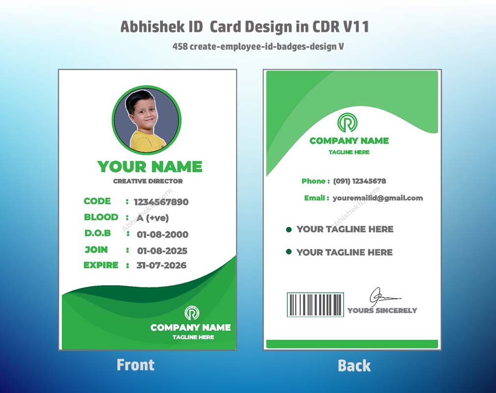 CorelDraw 11 ID Card Templates for laboratory technician badges and research facility access.