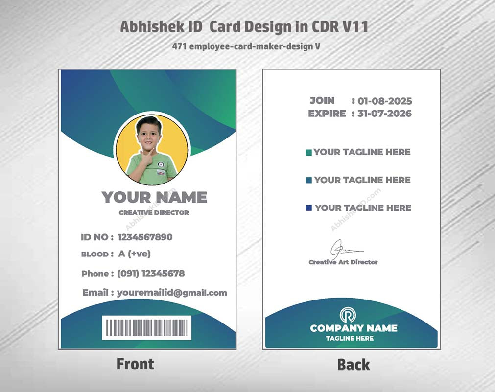 CorelDraw 11 ID Card Templates for sales representative badges and field personnel tracking.