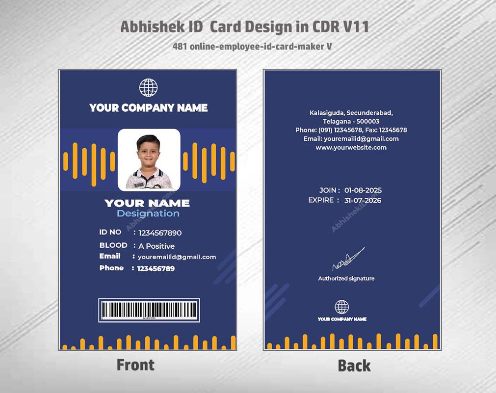 CorelDraw 11 ID Card Templates for gym membership badges and fitness center access control.