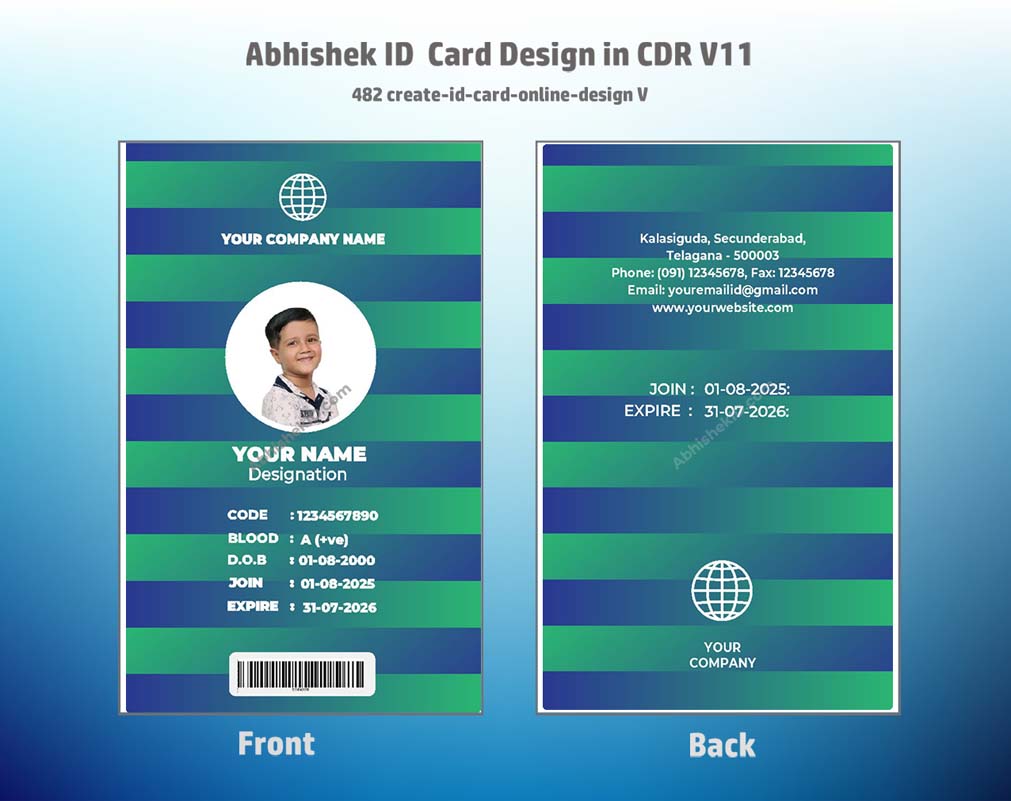 CorelDraw 11 ID Card Templates for municipal employee credentials and city worker identification.