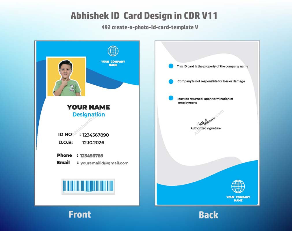 CorelDraw 11 ID Card Templates for security personnel IDs and authorized guard credentials.