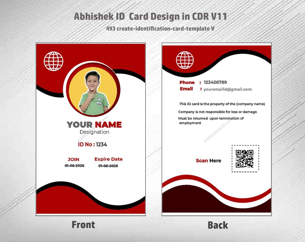 CorelDraw 11 ID Card Templates for temporary visitor badges and corporate lobby access.