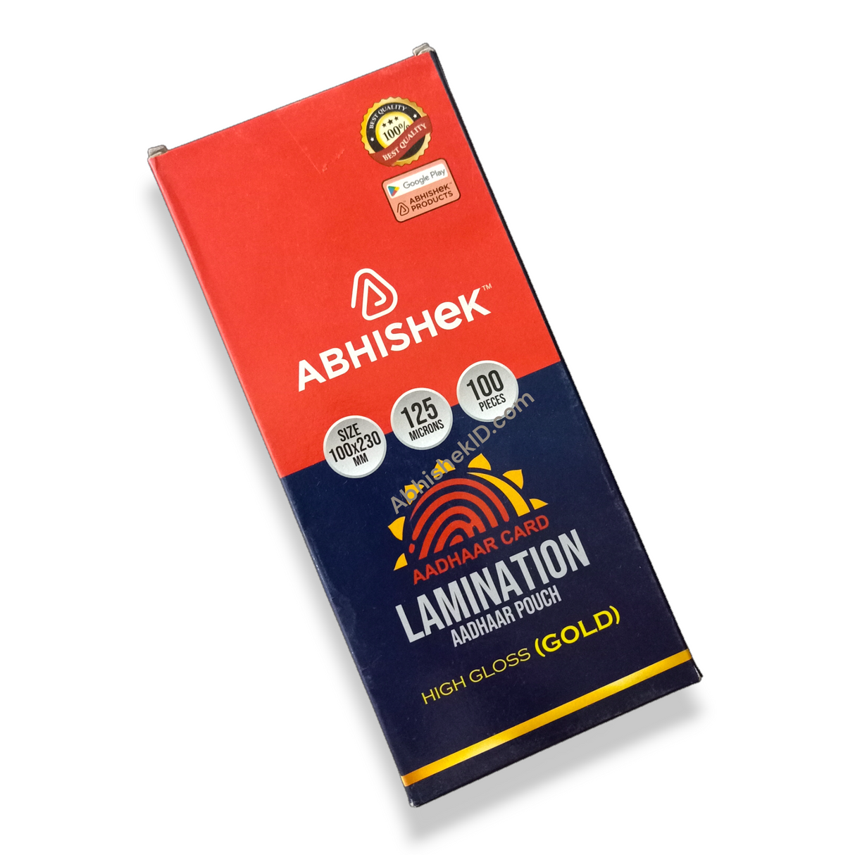 Stacked view of glossy 4x9 Big Aadhar 125 Mic Lamination Pouch for bulk business laminating.