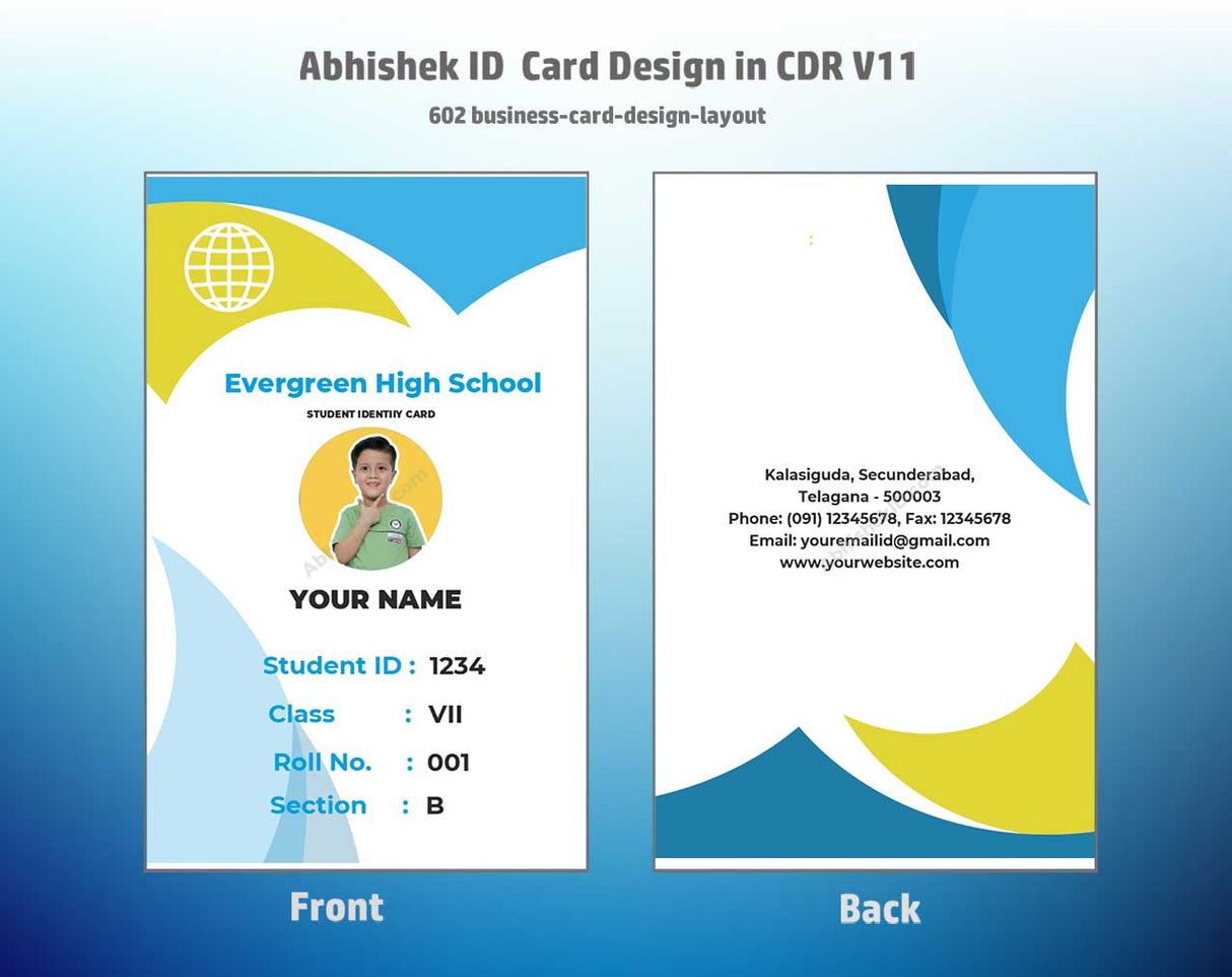 CorelDraw 11 ID Card Templates for business card layout engineering and industrial plastic printing