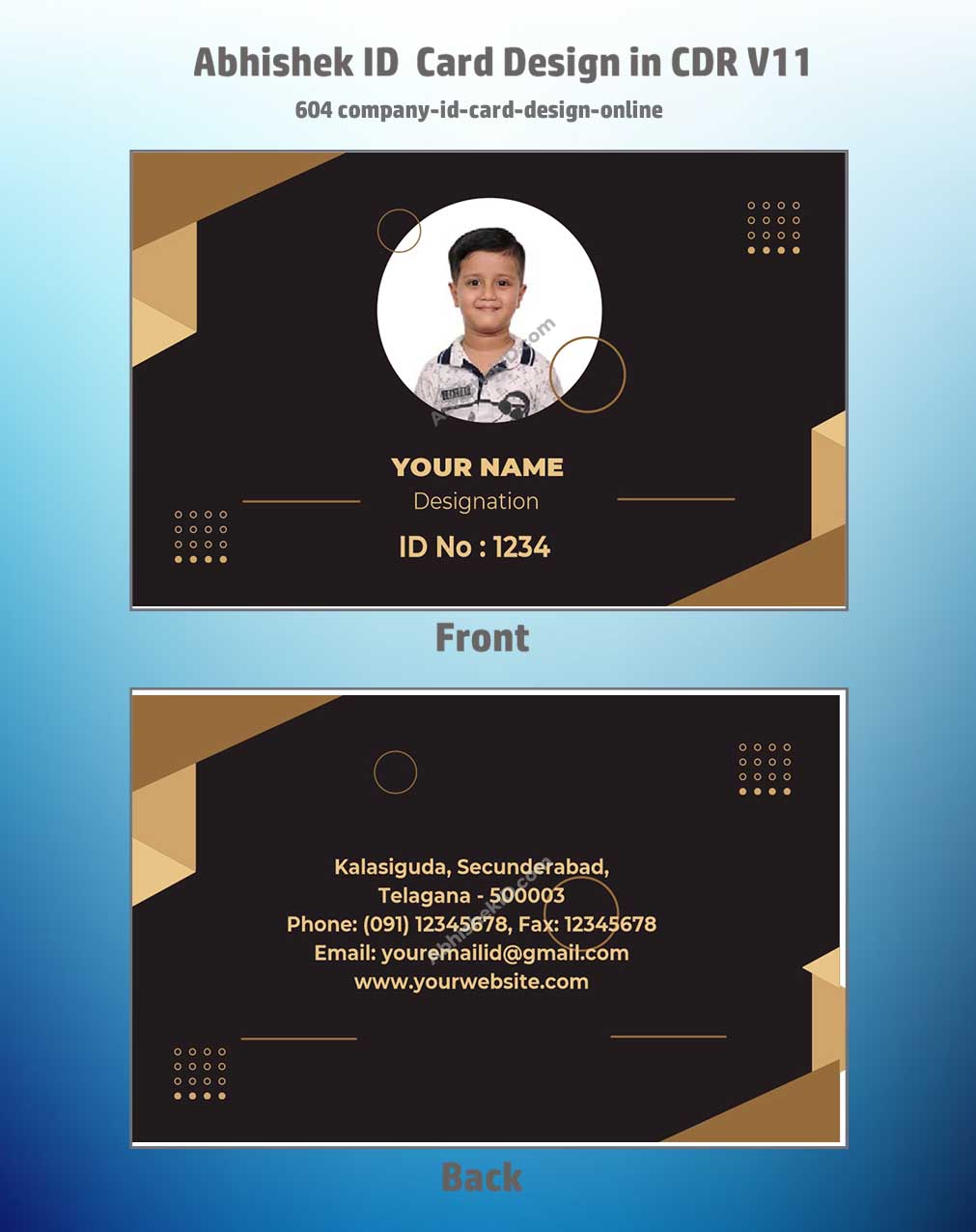 CorelDraw 11 ID Card Templates for company credential online design and secure volume printing