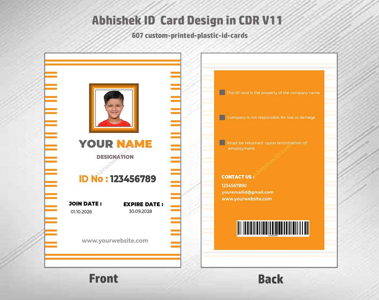 CorelDraw 11 ID Card Templates for printing custom plastic badges in enterprise office facilities