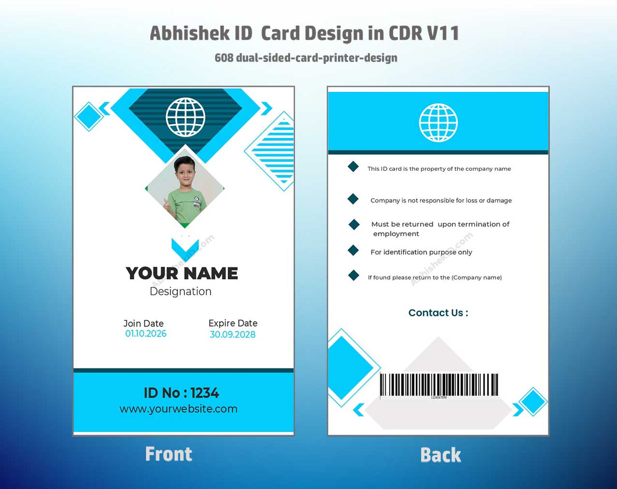 CorelDraw 11 ID Card Templates for dual sided card printer integration and corporate identity
