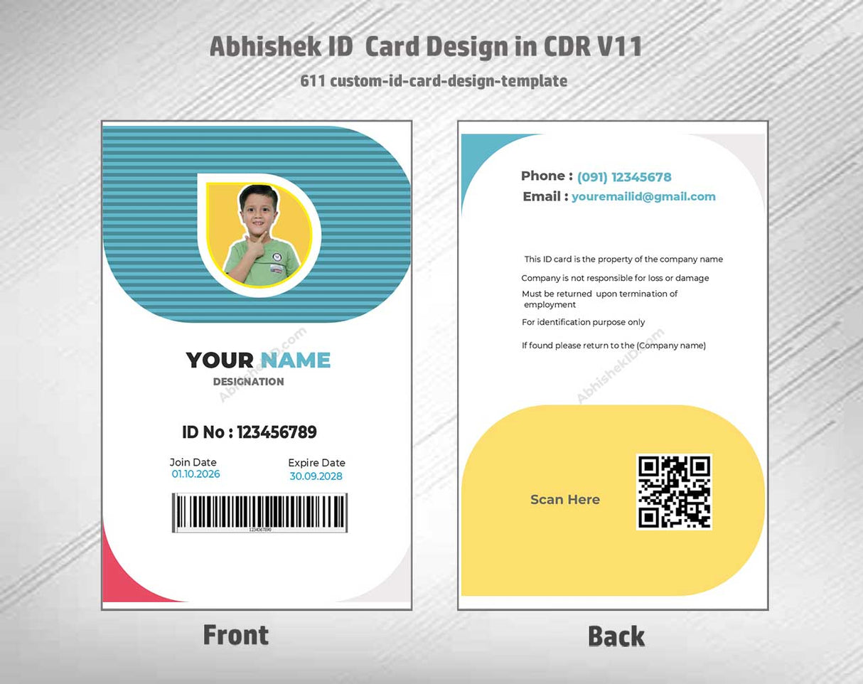 CorelDraw 11 ID Card Templates for customized ID styling and enterprise security access control