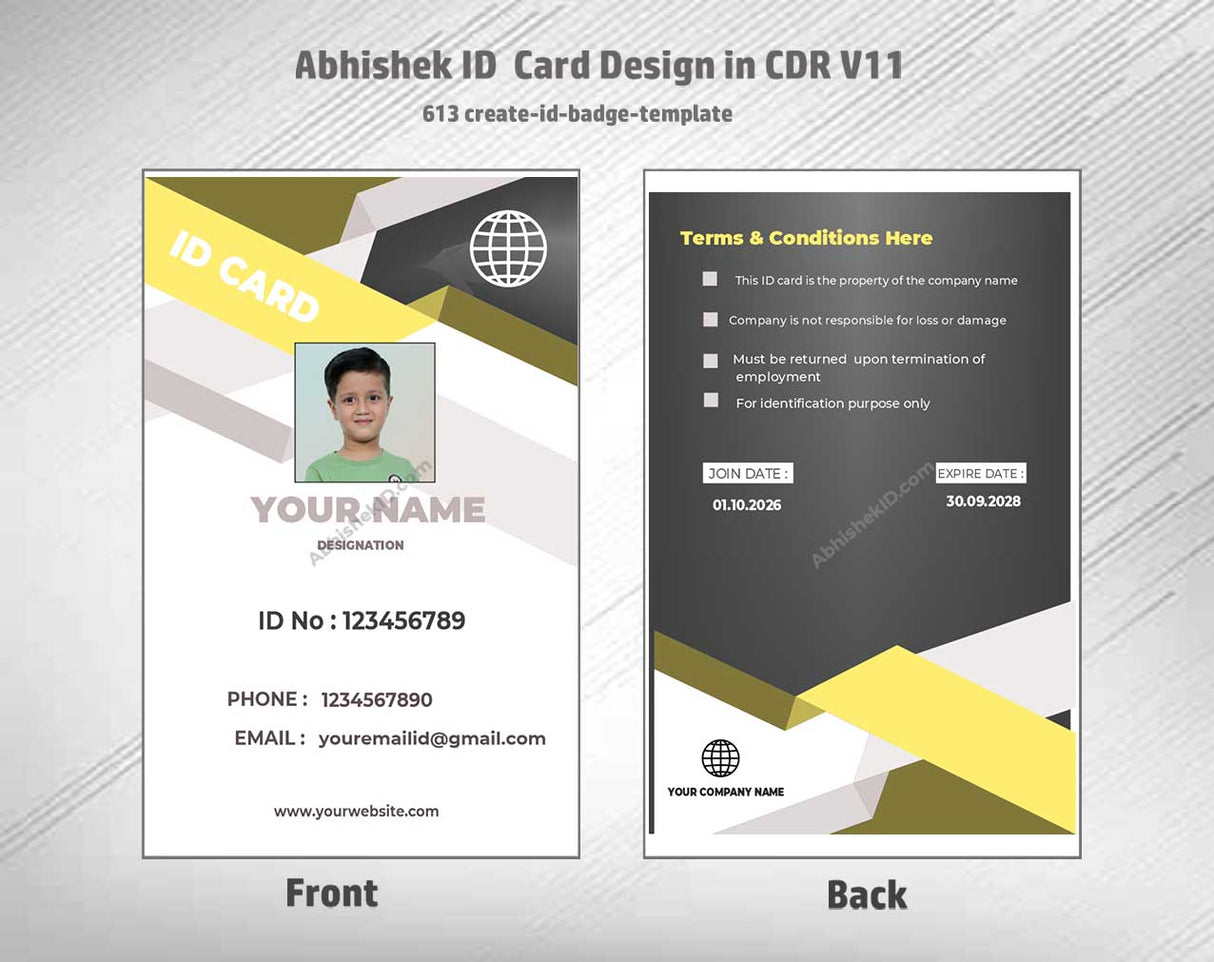 CorelDraw 11 ID Card Templates for generating identity badge formats and bulk corporate credentials