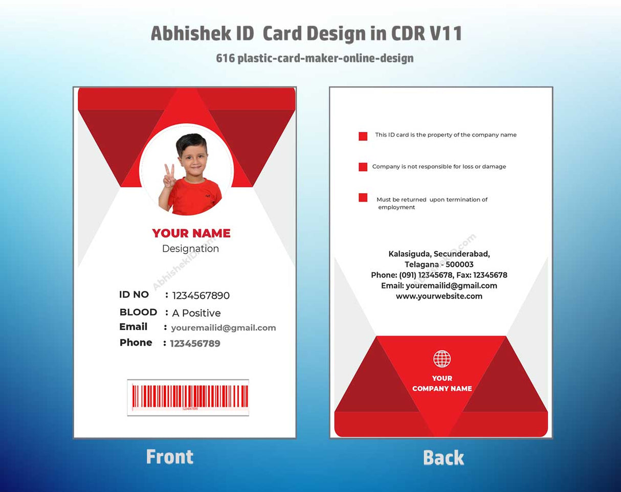 CorelDraw 11 ID Card Templates for plastic card generator systems and secure business identification