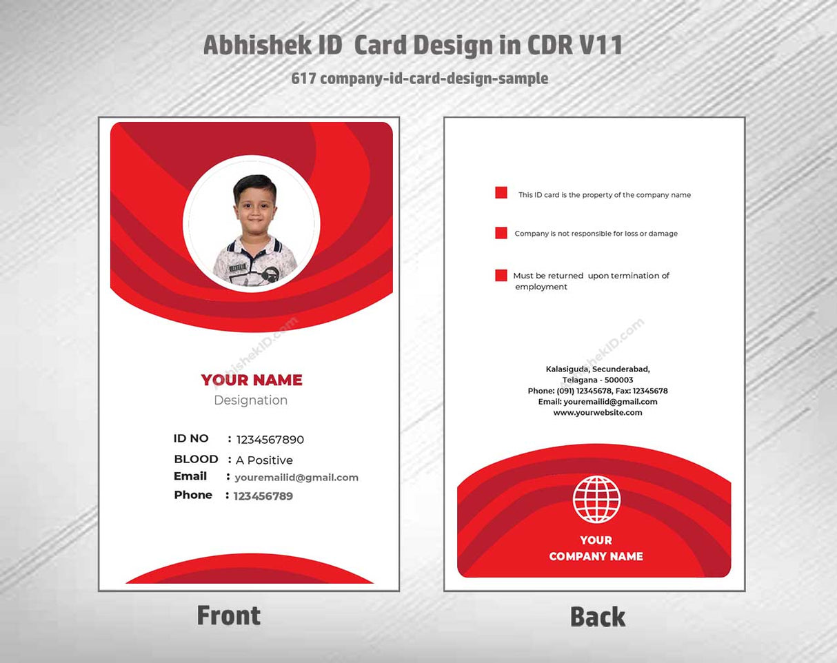 CorelDraw 11 ID Card Templates for company ID prototyping and large scale corporate printing