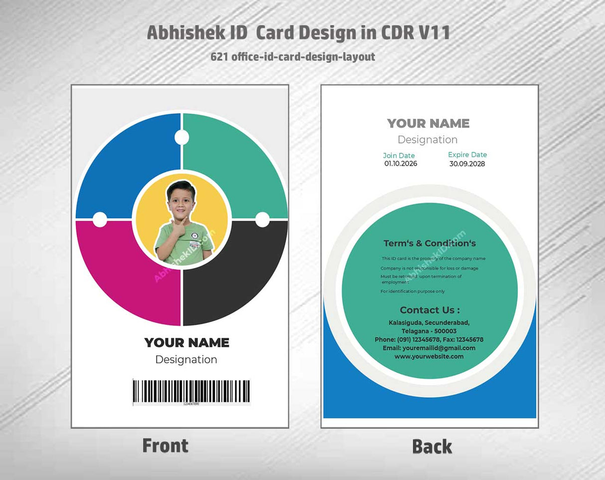 CorelDraw 11 ID Card Templates for office credential formatting and high volume plastic printing