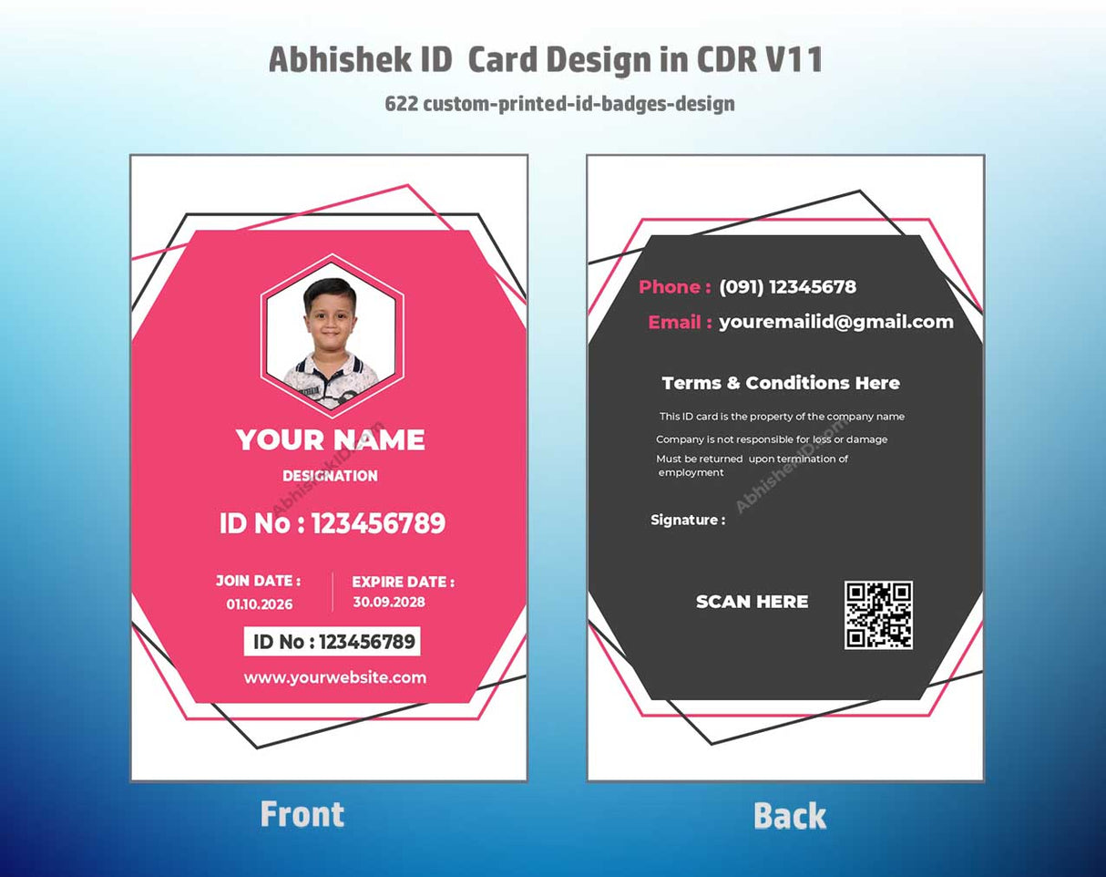 CorelDraw 11 ID Card Templates for customized printed badges and enterprise security credentialing