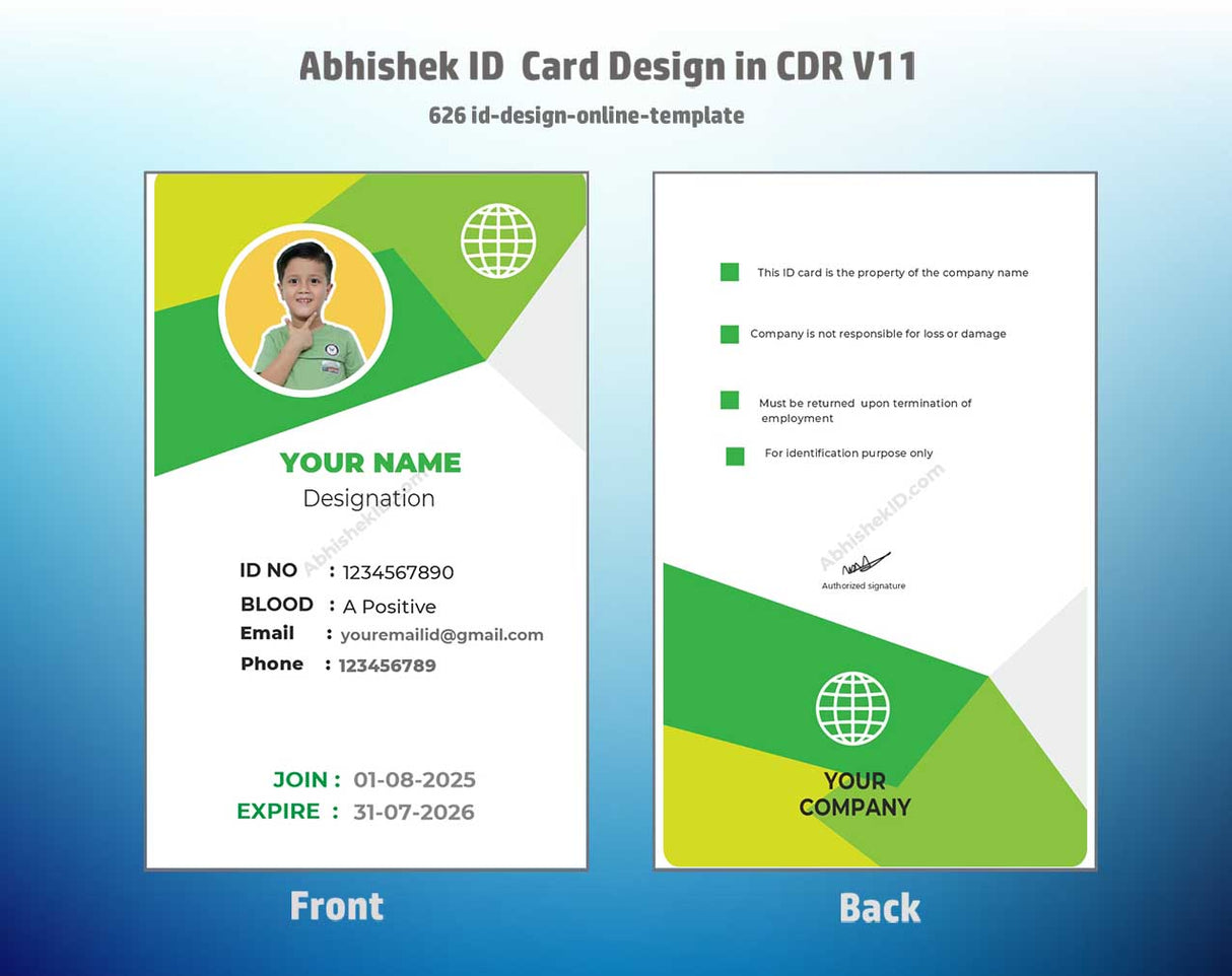 CorelDraw 11 ID Card Templates for online identity format planning and commercial print production