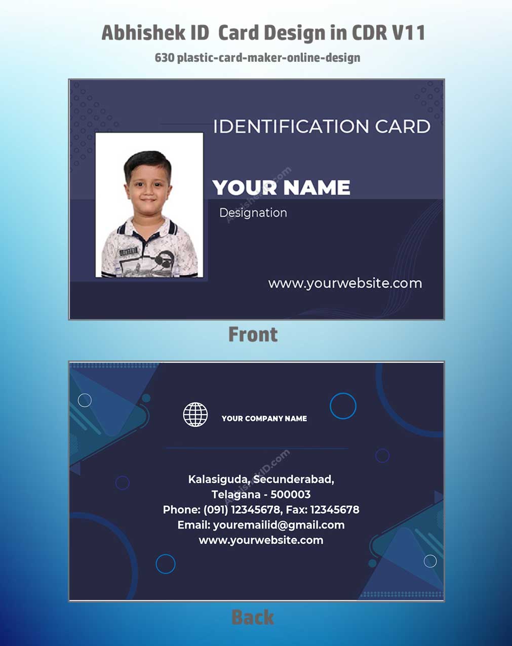 CorelDraw 11 ID Card Templates for plastic badge structuring and industrial commercial print applications