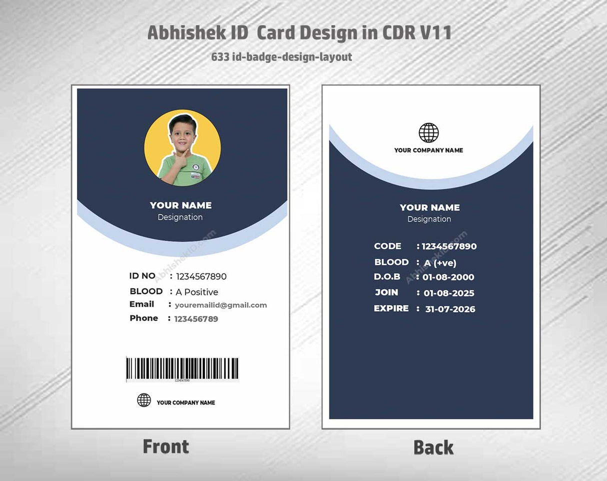 CorelDraw 11 ID Card Templates for badge architecture planning and mass commercial PVC production