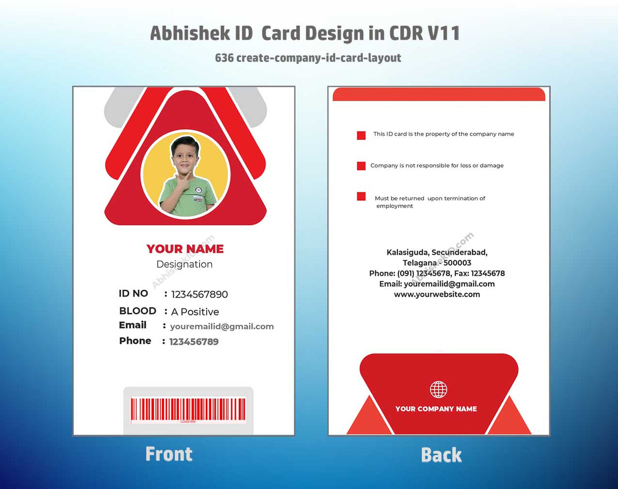 CorelDraw 11 ID Card Templates for company credential architecture and bulk thermal card printing