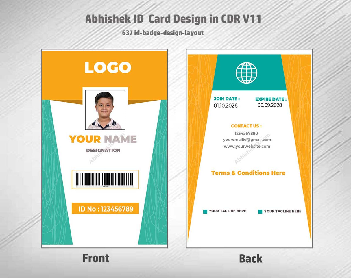 CorelDraw 11 ID Card Templates for security badge structuring and enterprise corporate identification systems