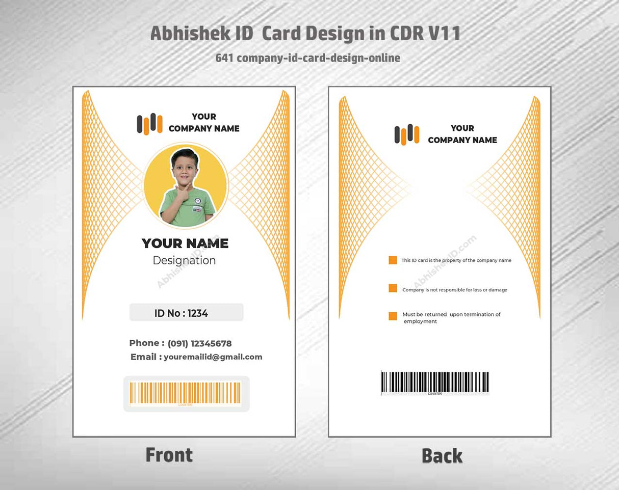 CorelDraw 11 ID Card Templates for online company ID drafting and volume corporate printing