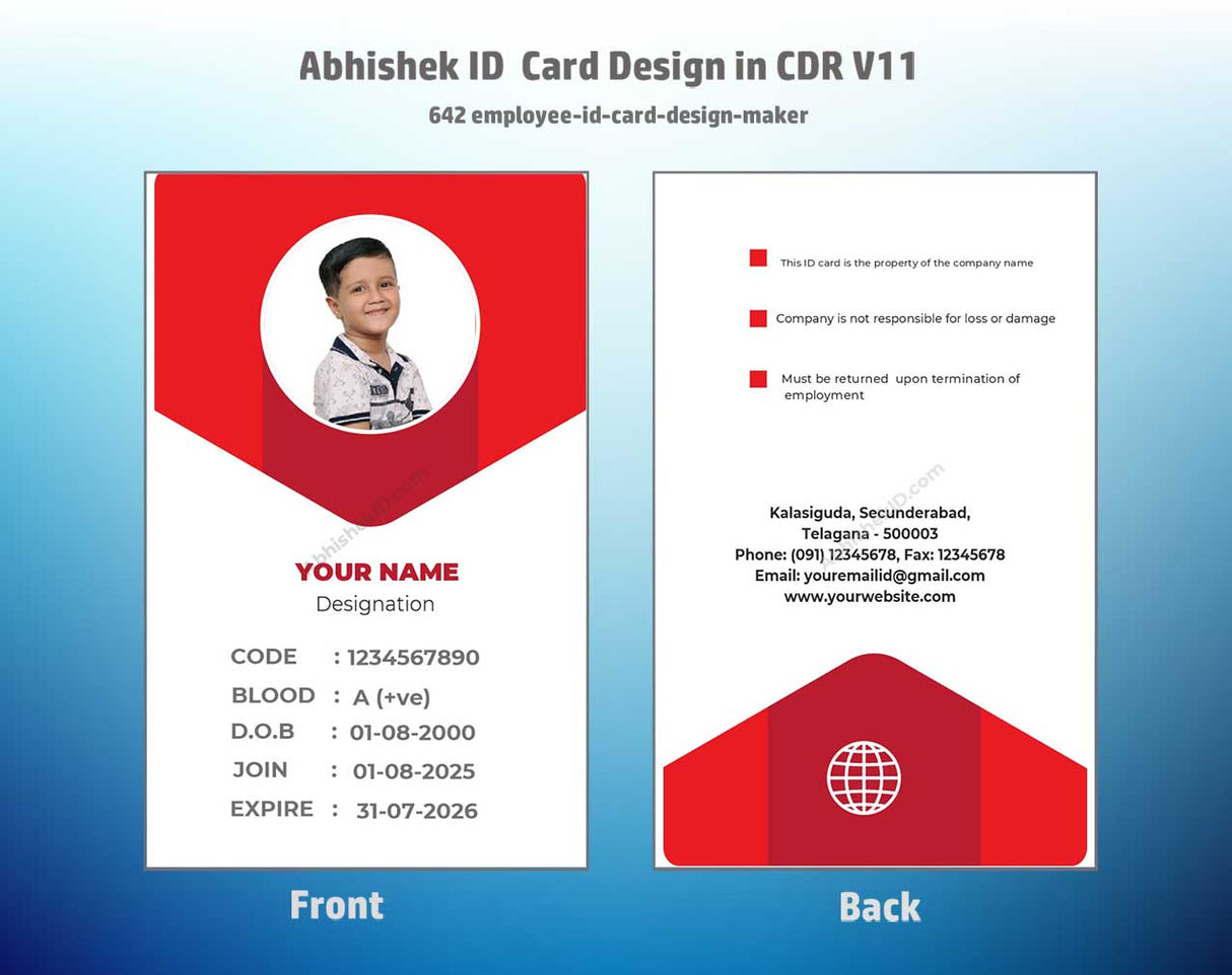 CorelDraw 11 ID Card Templates for employee credential maker tools and commercial badge printing workflows