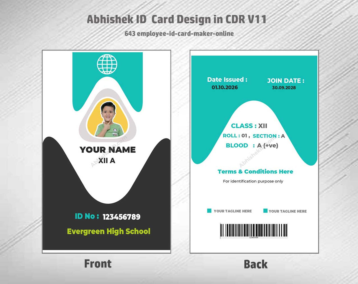 CorelDraw 11 ID Card Templates for digital staff ID creation and bulk enterprise credentialing