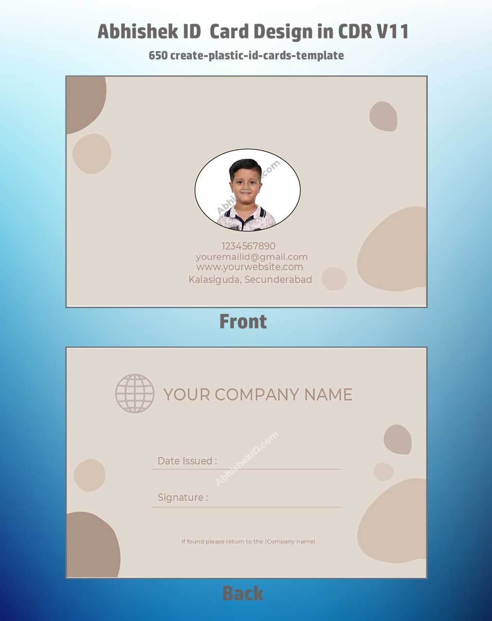 CorelDraw 11 ID Card Templates for plastic ID fabrication layouts and corporate staff identification
