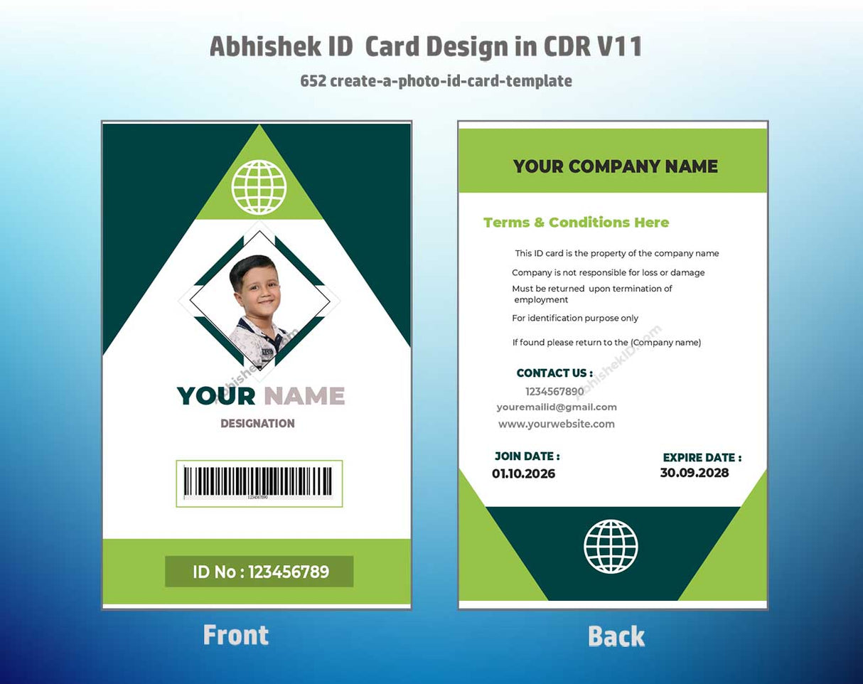 CorelDraw 11 ID Card Templates for building photo ID blueprints and secure access card printing