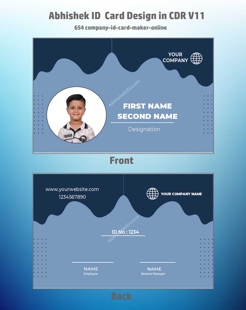 CorelDraw 11 ID Card Templates for online company credential generation and enterprise security systems