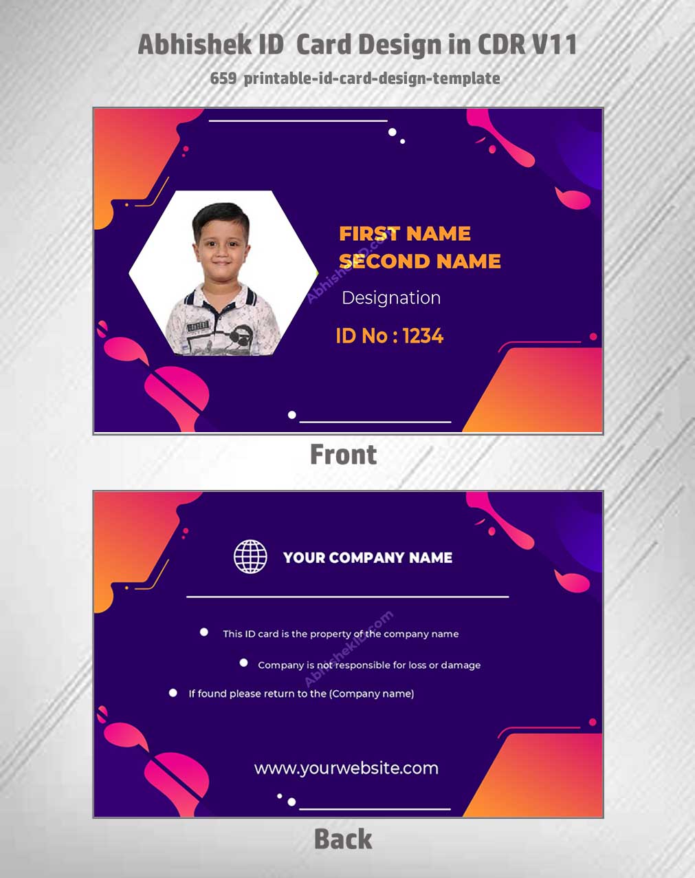 CorelDraw 11 ID Card Templates for print ready ID modeling and secure corporate staff management