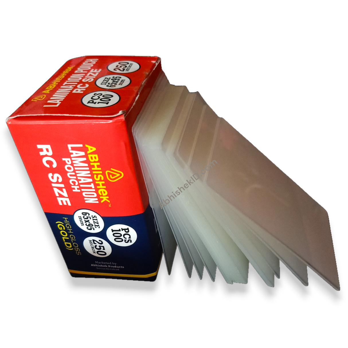 Heavy-duty 250 mic lamination pouch 65x95 mm protecting employee credentials for corporate security.