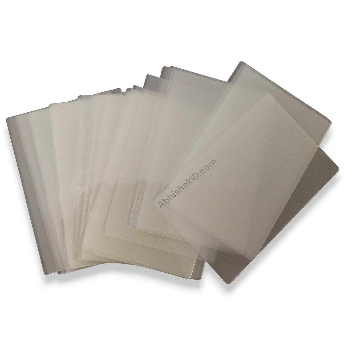 Glossy hot lamination pouch 65x95 mm sealing access control cards for industrial facilities.