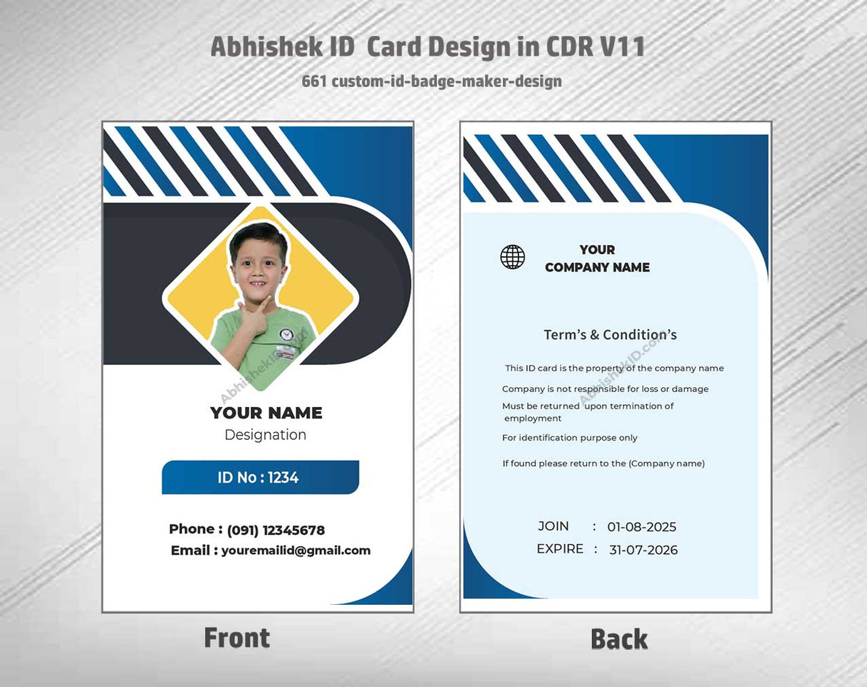 CorelDraw 11 ID Card Templates for personalized ID badge engineering and commercial corporate credentialing