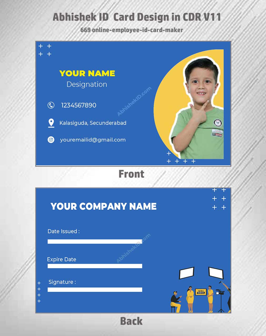 CorelDraw 11 ID Card Templates for web-based staff credential modeling and commercial badge production
