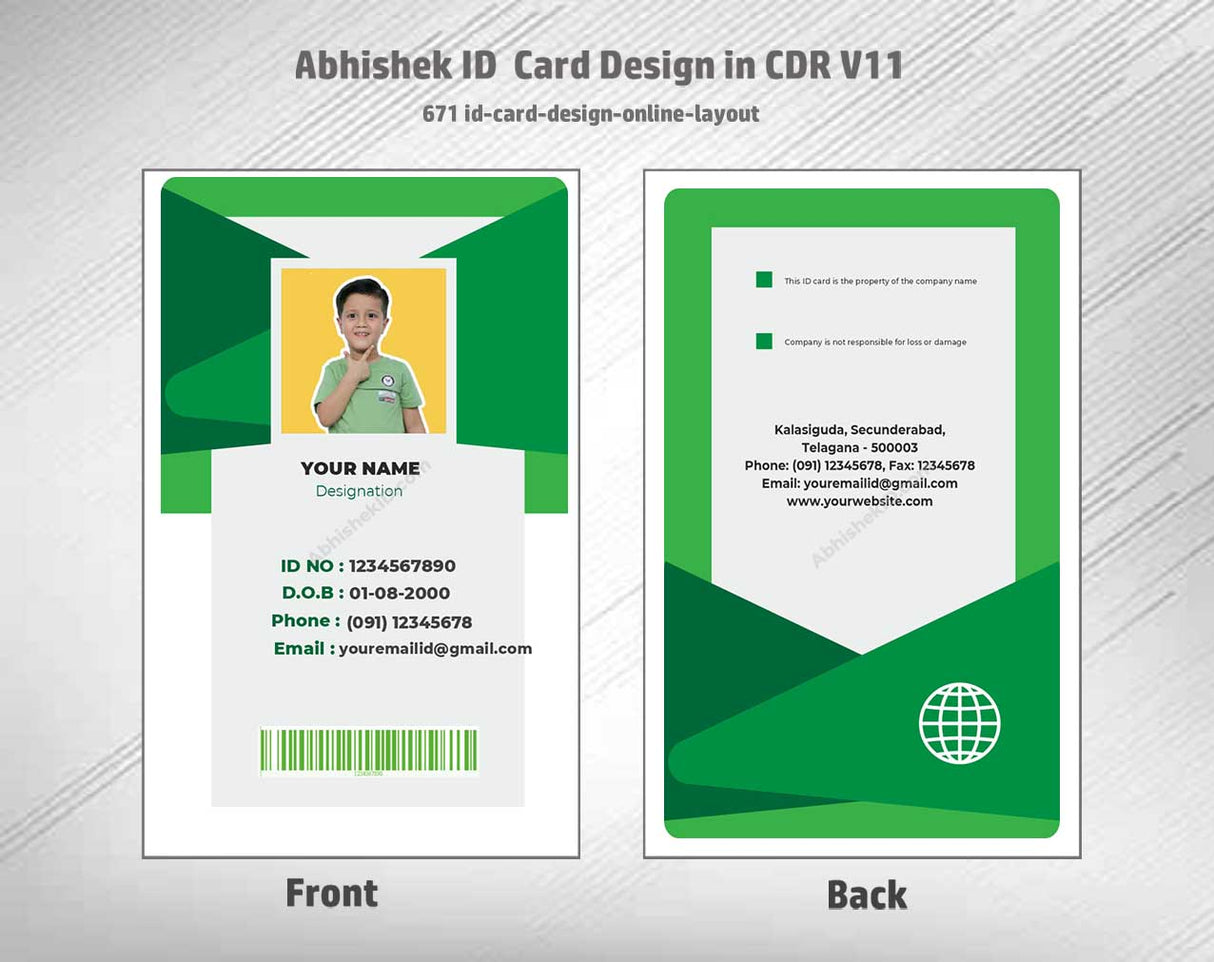 CorelDraw 11 ID Card Templates for digital credential architecture and enterprise scale PVC printing
