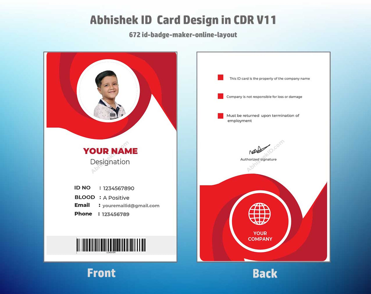 CorelDraw 11 ID Card Templates for badge generator styling and commercial bulk identification systems