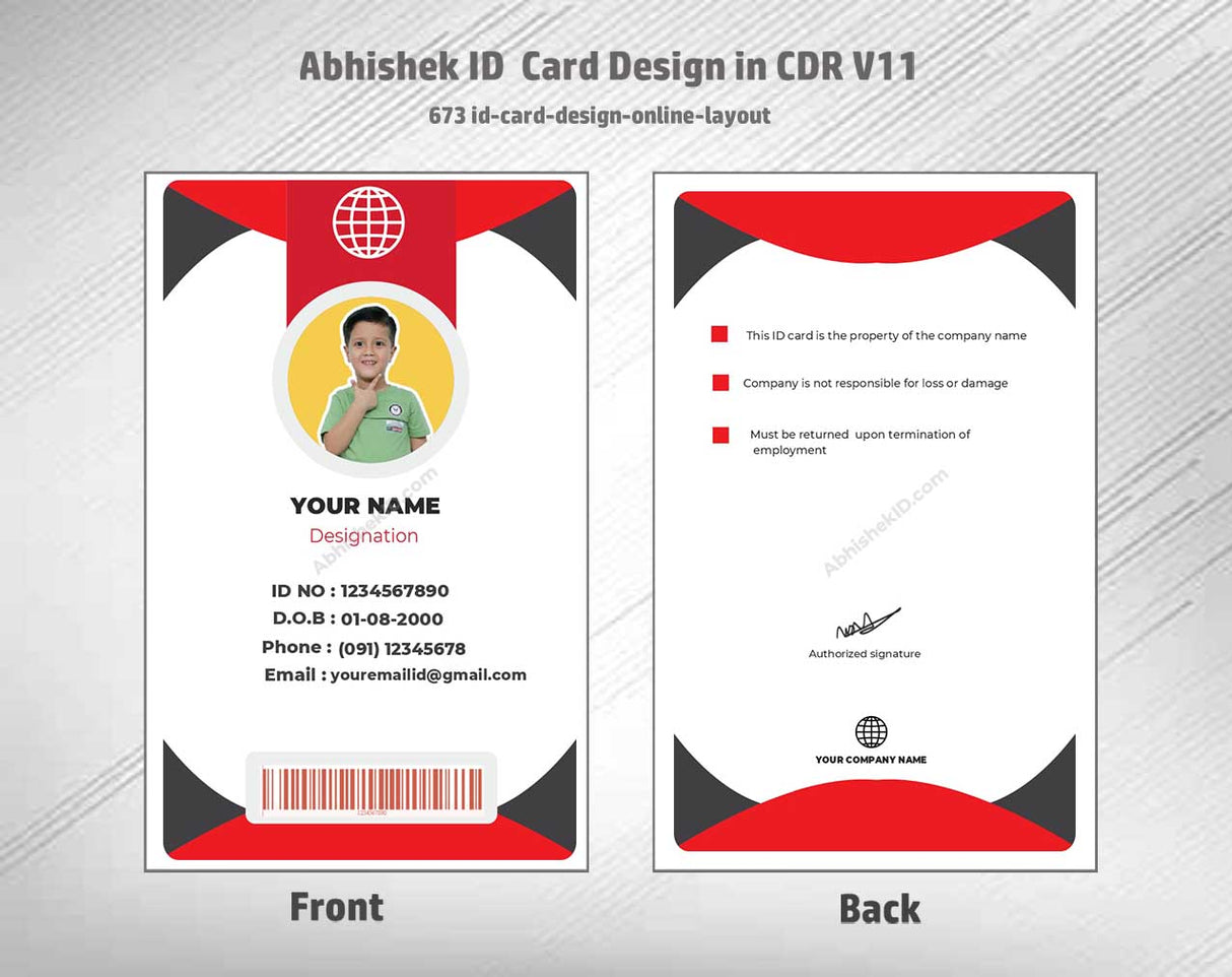 CorelDraw 11 ID Card Templates for visual ID credential structuring and industrial plastic manufacturing