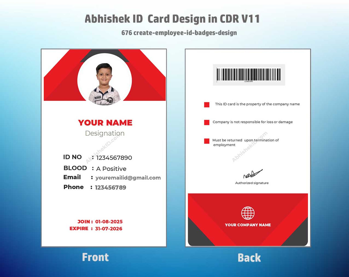 CorelDraw 11 ID Card Templates for crafting employee ID layouts and secure corporate access systems