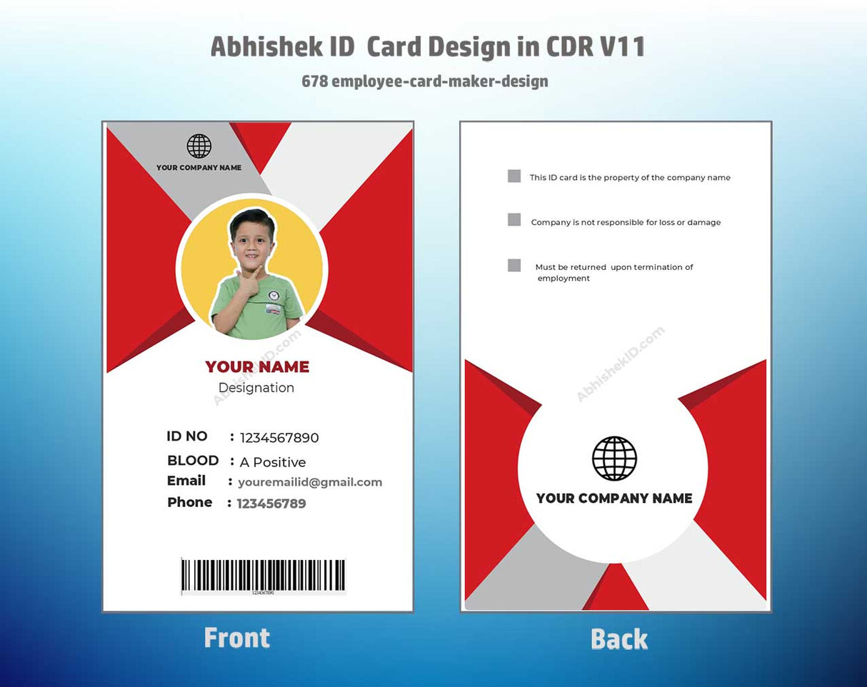CorelDraw 11 ID Card Templates for staff credential drafting systems and enterprise badge manufacturing