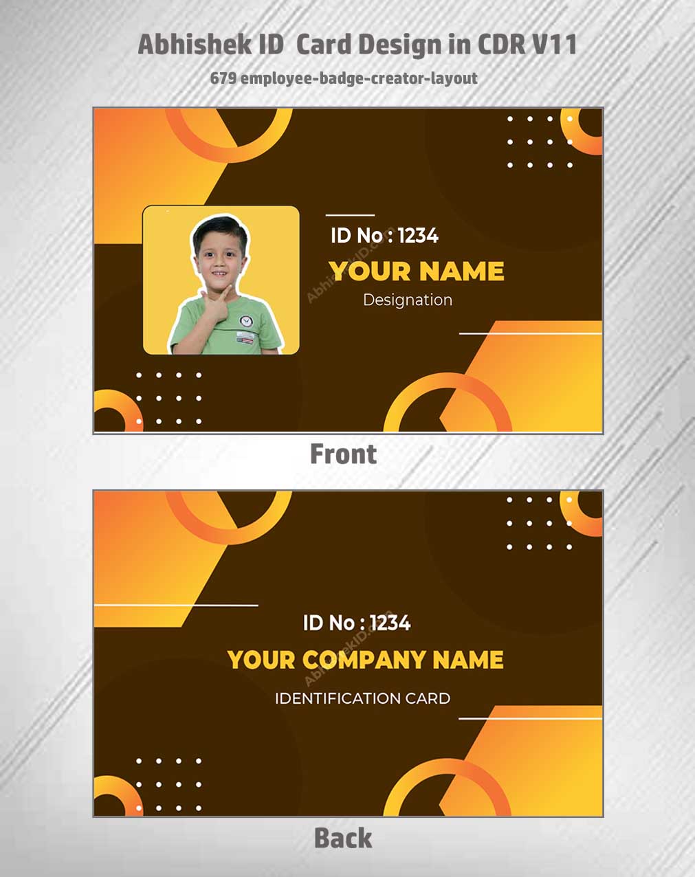 CorelDraw 11 ID Card Templates for employee badge generator applications and bulk staff identification