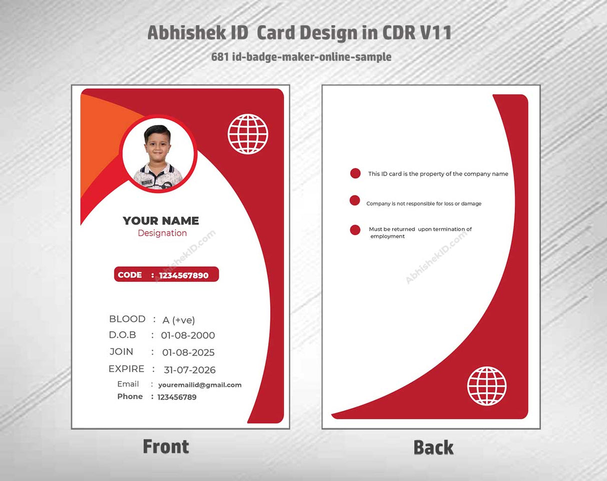 CorelDraw 11 ID Card Templates for online badge architecture drafting and secure PVC card production