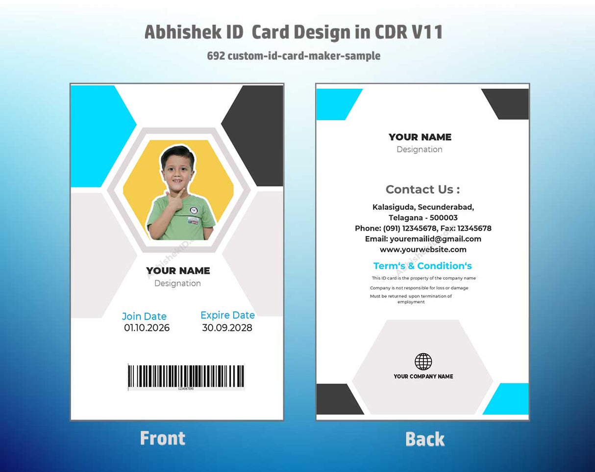 CorelDraw 11 ID Card Templates for customized ID credential structuring and industrial staff identification systems