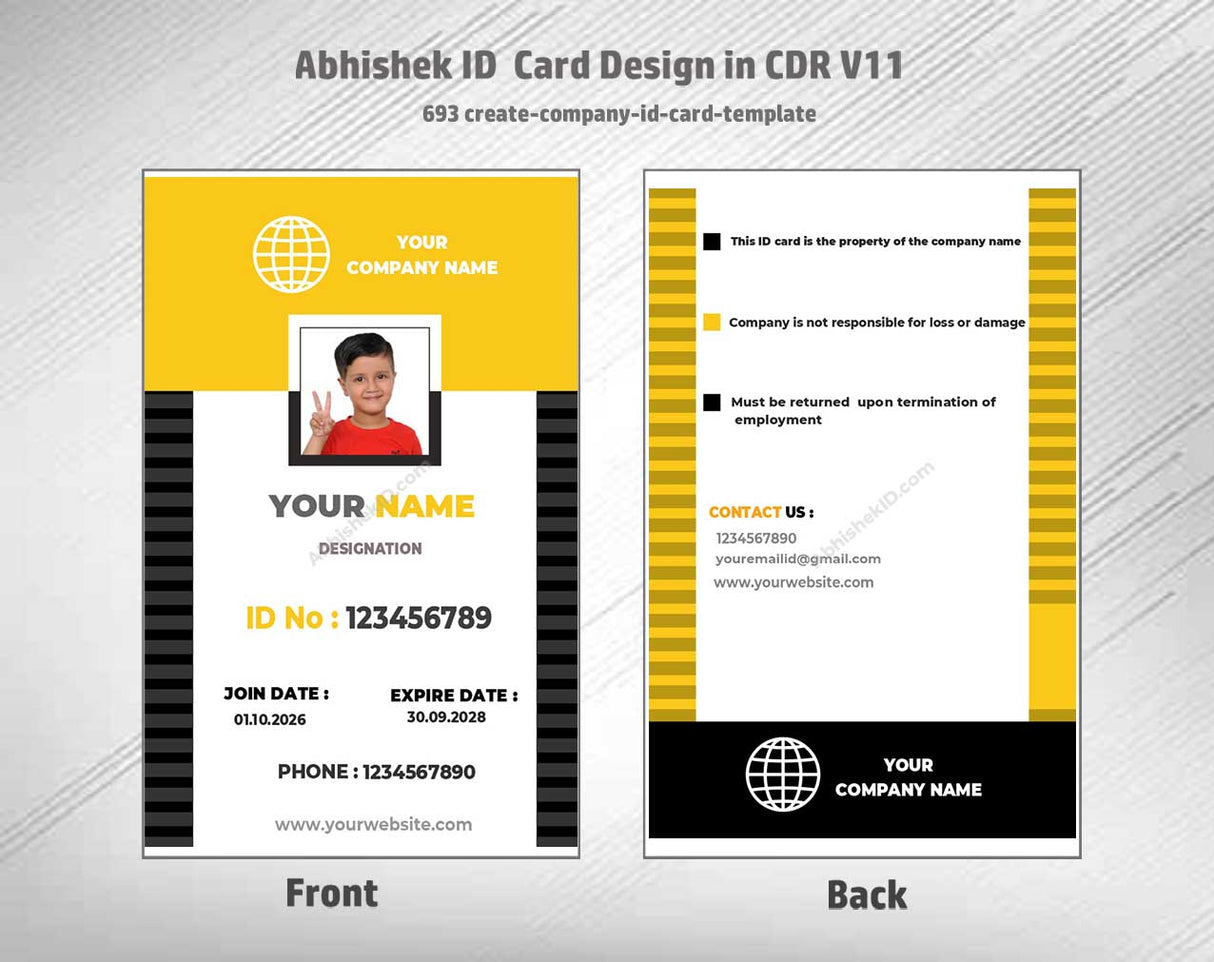 CorelDraw 11 ID Card Templates for engineering company ID profiles and secure corporate badge manufacturing