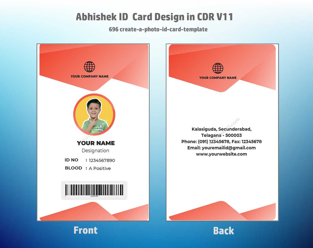 CorelDraw 11 ID Card Templates for developing photo ID architectures and corporate security badge production
